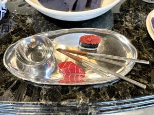 Image of sushi tray and chop sticks